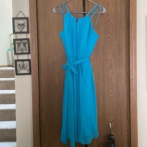 David’s Bridal Dress in teal with beaded straps